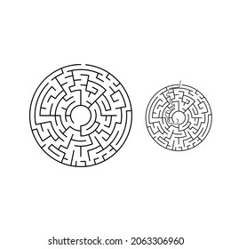 Vector Square Maze. Labyrinth with Included Solution in Black. Educational Mind Game for Coordination, Problems Solving, Decision Making Skills Test.