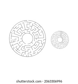 Vector Square Maze. Labyrinth with Included Solution in Black. Educational Mind Game for Coordination, Problems Solving, Decision Making Skills Test.