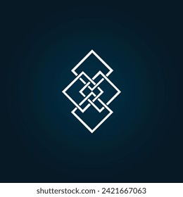 Vector square metal honeycombs. Abstract geometric unusual isolated logo.