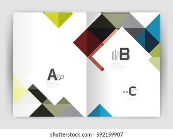 Fondo abstracto minimalista cuadrado vectorial, folleto comercial de plantilla de impresión a4. Fondo de plantilla de vector para diseño de flujo de trabajo de impresión, diagrama, opciones de número o banner de diseño web