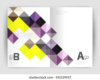 Fondo abstracto minimalista cuadrado vectorial, folleto comercial de plantilla de impresión a4. Fondo de plantilla de vector para diseño de flujo de trabajo de impresión, diagrama, opciones de número o banner de diseño web