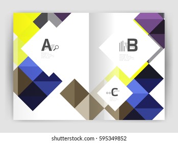 Vector square minimalistic abstract background, print template business brochure a4. Vector template background for print workflow layout, diagram, number options or web design banner