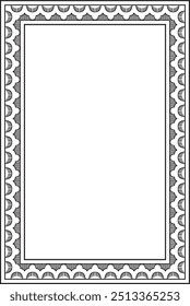 Vetor quadrado monocromático preto indiano ornamento nacional. Fronteira vegetal étnica. Moldura de flores. Papoulas e folhas.
