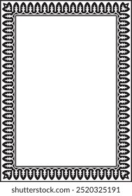 Vetor quadrado monocromático preto ornamento persa nacional. Retângulo, moldura, fronteira, padrão étnico dos povos do Irã, Iraque, Tajiquistão
