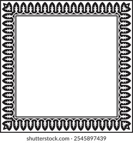 Vector square monochrome black national Persian ornament. Rectangle, frame, border, ethnic pattern of the peoples of Iran, Iraq, Tajikistan
