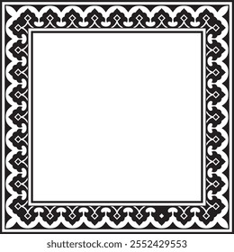 Vector square monochrome black national Persian ornament. Rectangle, frame, border, ethnic pattern of the peoples of Iran, Iraq, Tajikistan
