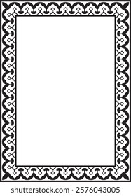 Vector square monochrome black national Persian ornament. Rectangle, frame, border, ethnic pattern of the peoples of Iran, Iraq, Tajikistan
