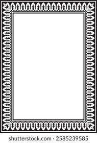 Vector square monochrome black national Persian ornament. Rectangle, frame, border, ethnic pattern of the peoples of Iran, Iraq, Tajikistan
