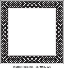 Vector square monochrome black national Persian ornament. Rectangle, frame, border, ethnic pattern of the peoples of Iran, Iraq, Tajikistan
