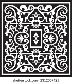 Vector square monochrome black ornament of ancient Rome. Roman classical European pattern, tile.
