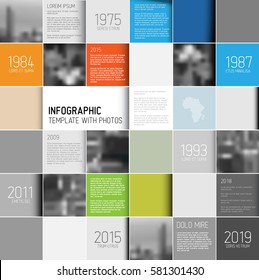 Vector Square Mosaic Infographic Layout Template With Photo And Text Placeholders