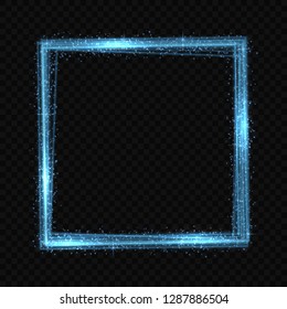 Vector square neon light tracing effect. Glowing magic fire trace