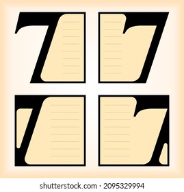 Vector square one number set with four options or steps can be used for business infographics, numbered banners , graphic or website layout. Seven number serif font design with square framed.