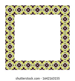Vector square openwork ornamental frame. Template for design greeting cards, page book, interior decoration or printing