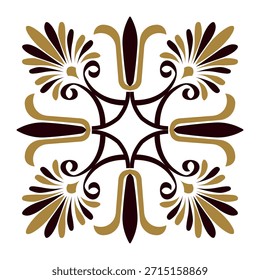 
Ornamento quadrado vetorial da Grécia antiga. Padrão de azulejos clássicos do Império Romano. Típicos motivos egípcios, gregos e chineses. Para cerâmica, porcelana, bordados, jateamento de areia, laser, placa, azulejo. 