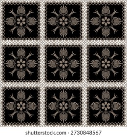 Vector square ornament of ancient Greece. Classic tile pattern of the Roman Empire. Patterns of Greece and ancient Rome. Typical egyptian, assyrian and greek motives. Seamless pattern, tile, ceramic