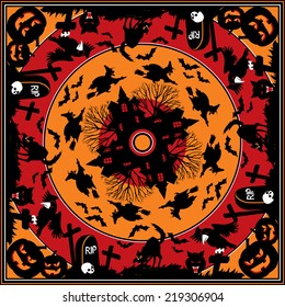 vector square ornament with halloween image