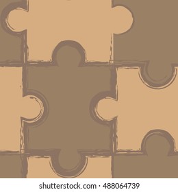 Vector square pattern in the form of multi-colored puzzle pieces with contrasting seams