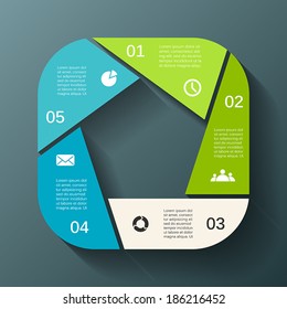 Vector square pentagon infographic. Template for diagram, graph, presentation and chart. Business concept with five options, parts, steps or processes. Abstract background.