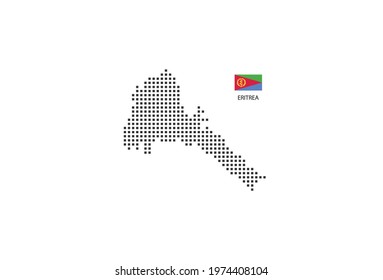 Vector square pixel dotted map of Eritrea isolated on white background with Eritrea flag.