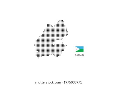 Vector square pixel dotted map of Djibouti isolated on white background with Djibouti flag. svg