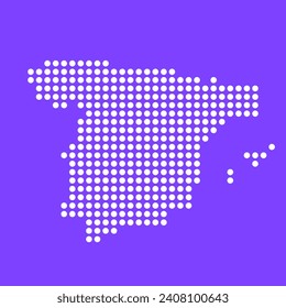 Vector square pixel dotted map of Spain isolated on background.