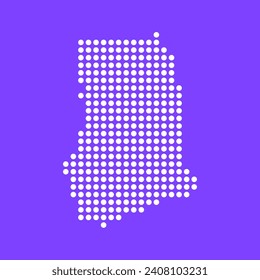 Vector square pixel dotted map of Ghana isolated on background.