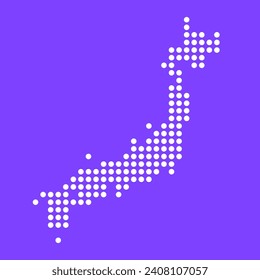 Vector square pixel dotted map of Japan isolated on background.