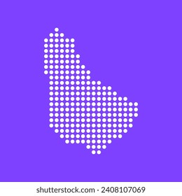 Vector square pixel dotted map of Barbados isolated on background.