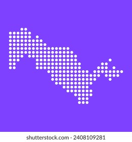 Vector square pixel dotted map of Uzbekistan isolated on background.