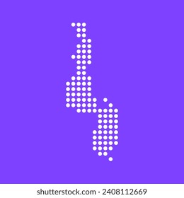 Vector square pixel dotted map of Malawi isolated on background.