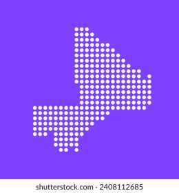Vector square pixel dotted map of Mali isolated on background.