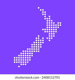 Vector square pixel dotted map of New Zealand isolated on background.