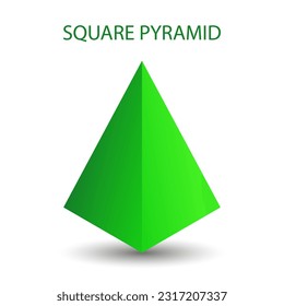 Vector square pyramid with gradients and shadow for game, icon, package design, logo, mobile, ui, web, education. 3d pyramid on a white background. Geometric figures for your design.