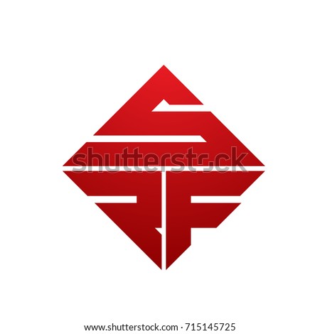 Vector Square Red Abstract Letter S R F Logo Stock fotó © 