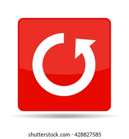 vector square red icon with reload sign