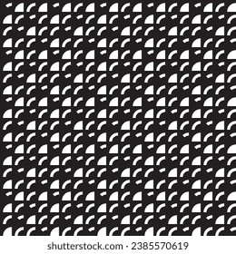 Vector cuadrado sin fisuras patrón geométrico abstracto negro con arcos de línea y cuadrantes.