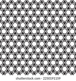 Vector square seamless black sport pattern of soccer ball with circles and polygons on white background. Football texture.