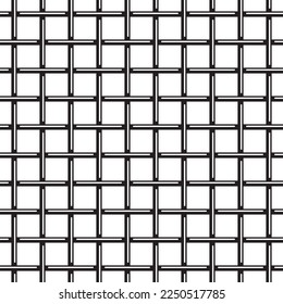 Vector square seamless black strings pattern on white background.