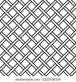 Vector square seamless black wicker knitted pattern.