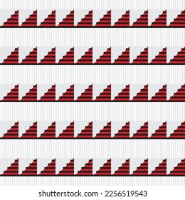 Vector square seamless geometric pattern of red triangles with black rectangles on a striped gray background. Manchester football team texture.