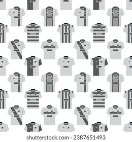 Vector square seamless gray football team striped short sleeve jerseys pattern. Soccer texture.