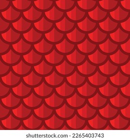 Vector square seamless pattern of red rounded roofing.