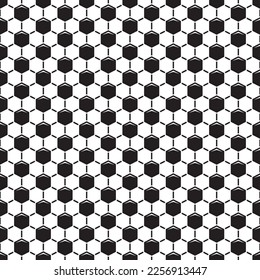 Vector square seamless sport pattern of black soccer ball on white background. Football texture.