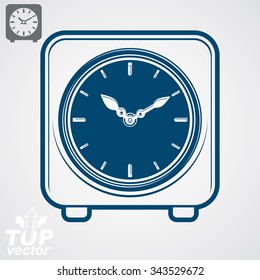 Vector square table clock with simple clockwise, includes additional version. Eps8 detailed illustration. Web design element, business time management icon.