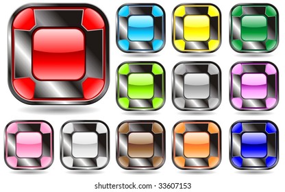 vector square techno buttons steel