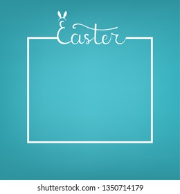 Vector Square Template with Lettering and Space for Text on blue background.  For Easter Sale Banner, Postcard, Flyer, Brochure. Vector illustration for Your Design, Web.