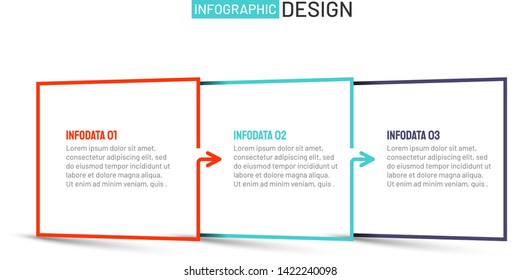 Vector square thin line element for infographic. Business concept with 3 options, steps, arrows or processes.