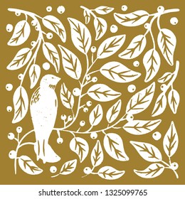 Vector square tile with folk rustic patterns. Vector illustration