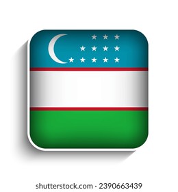 Vector Square Uzbekistan Flag Icon